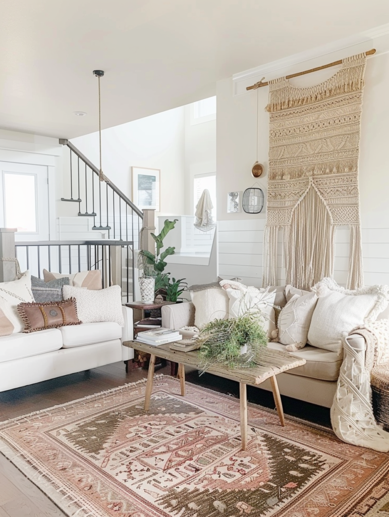 45 Inspirations for Living Rooms With Boho Artwork