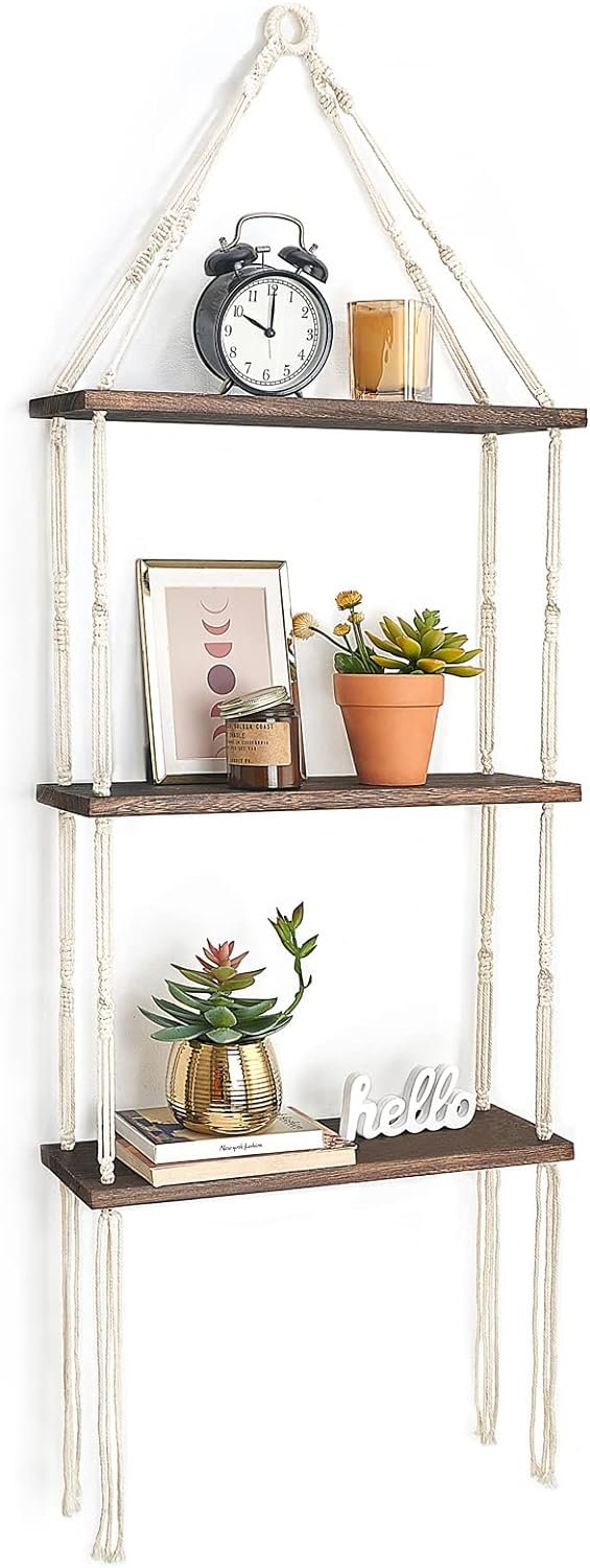 Mkono Macrame Wall Hanging Shelf