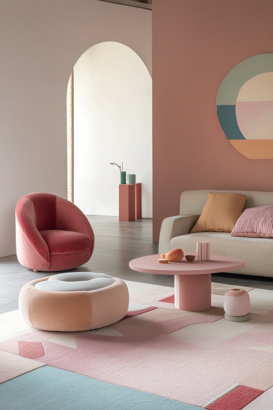 Living room inspiration. Pastel colored, small modular furniture.