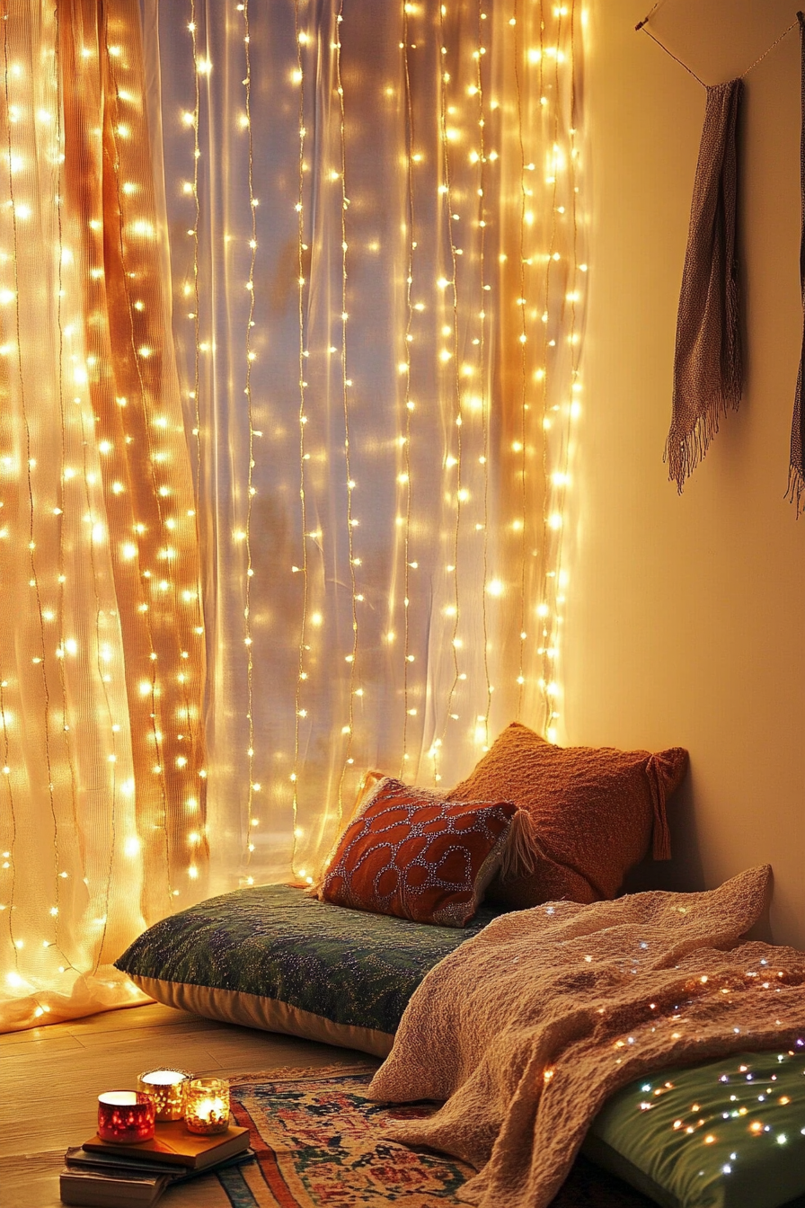 DIY wall decor idea. String lights shaped like Constellations.