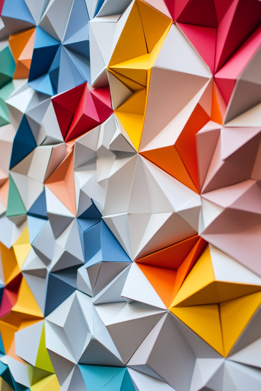 DIY Wall Decor. Multi-colored geometric paper art.