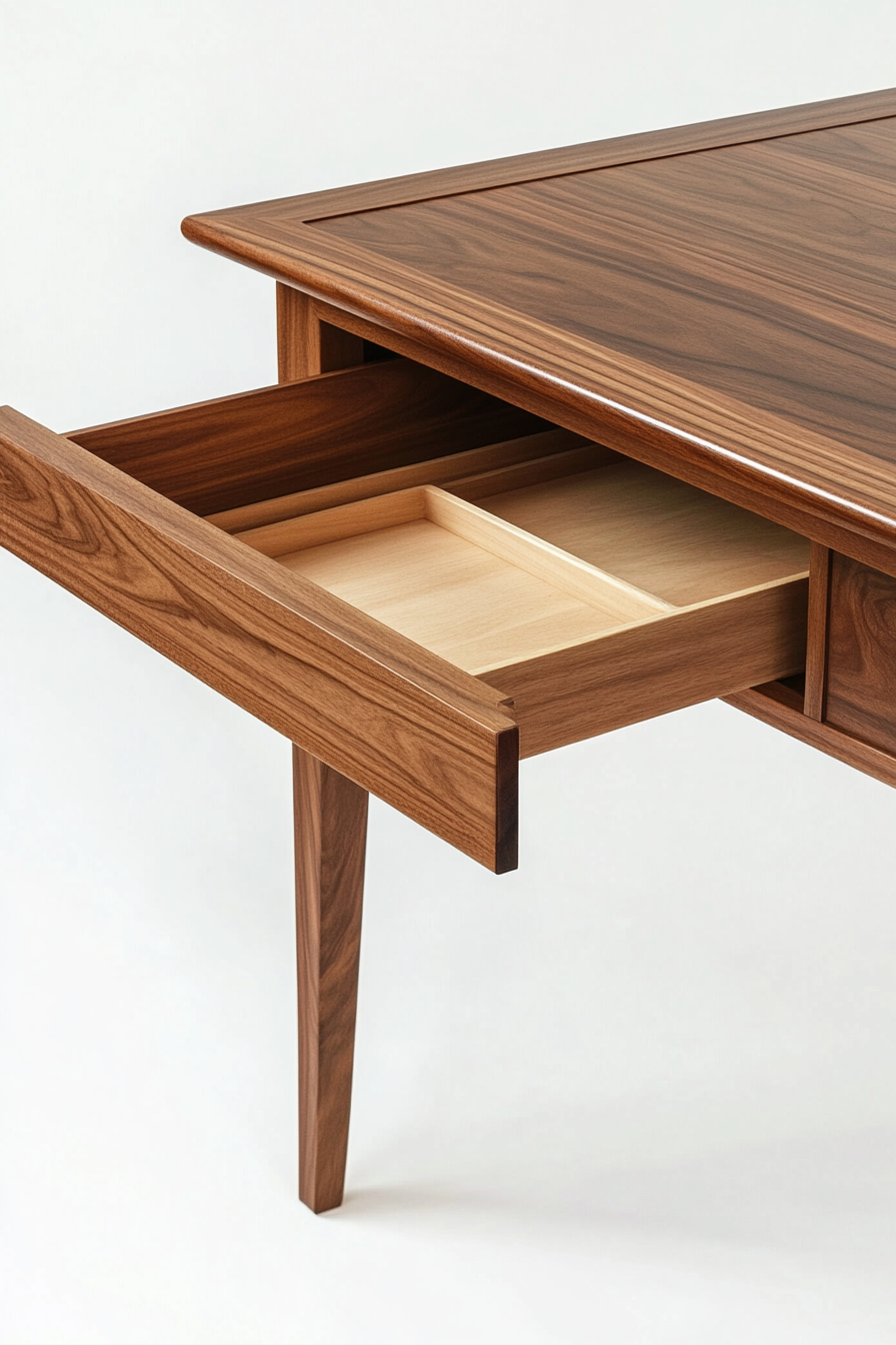 Dining table for small spaces. Rectangular, mahogany wood with a hidden compartment