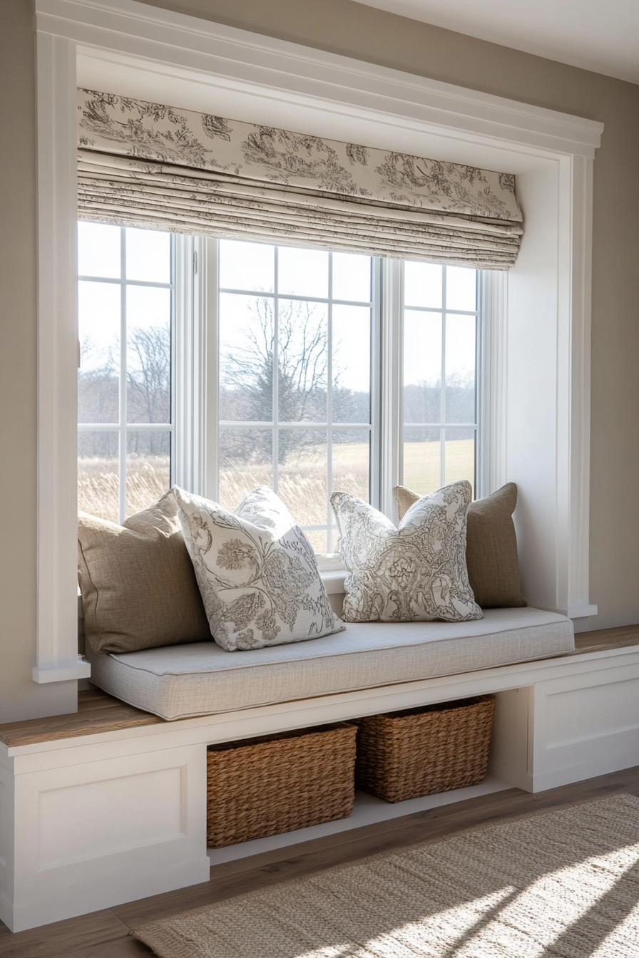 Window Alcove Concept. Floating bench with hidden cedar storage.