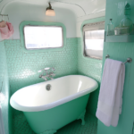 63 Retro Pastel Camper Bath Designs