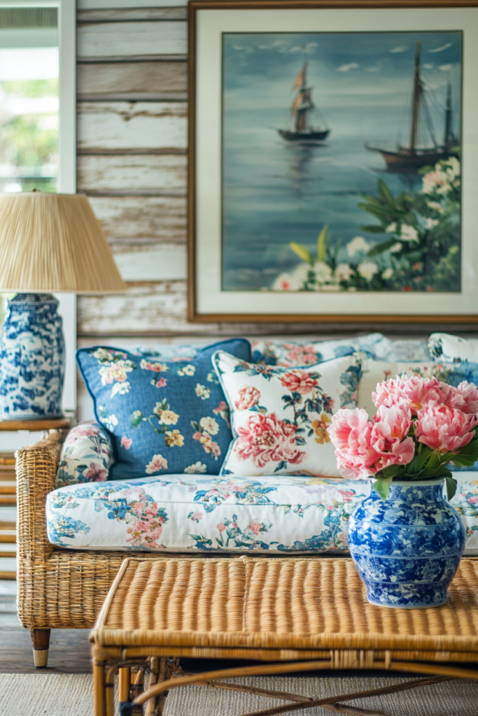 35 Dreamy Coastal Grandmillennial Living Room