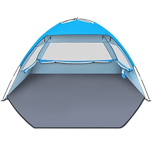 Gorich Beach Tent Sun Shelter for 3/4/6/8/10 Person with UPF 50＋ UV Protection, Lightweight & Easy Setup Beach Shade Canopy, Portable Beach Shade Tent Beach Cabana