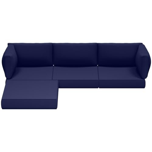 Suionryorid 5 Inch Outdoor Cushions for Patio Furniture, 9 Piece Replacement Waterproof Cushions Set for Outdoor Furniture - Fits 4-Seat Rattan Wicker Sectional Conversation Sofa Set