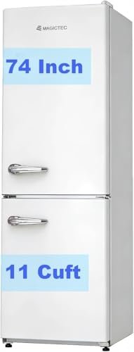 magictec Retro fridge Vintage refrigerator with freezer | Frost free | 11 Cubic feet | 74 Inch tall | White Refrigerador classic old Nevera full size | For Porch,Patio,Veranda,House,Kitchen
