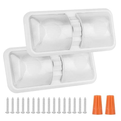RVZONE LED RV 12V LED Ceiling Double Dome Light Fixture | 1100 LM RV Interior Lighting for RV Trailer Camper Truck Van Boat Car(Natural White 4000-4500K, 2 Pack)