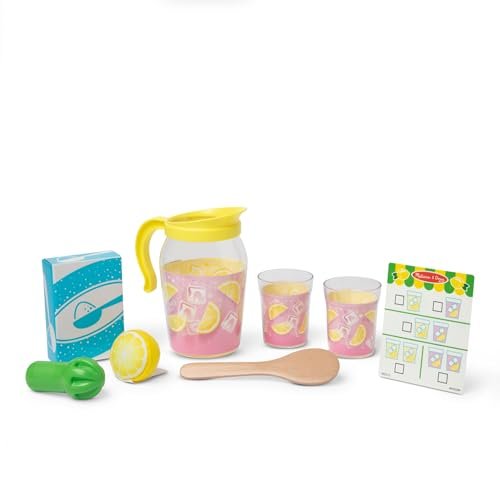 Melissa & Doug Lemonade Pretend Play Food and Drink Toy Set with Pitcher and Glasses, Ages 3+