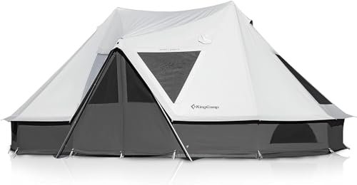 KingCamp Canvas Tent for Camping, 4 Seasons Large Waterproof & Windproof Luxury Glamping Tent with Stove Jack for Family Outdoor Camping, Hunting & Parties