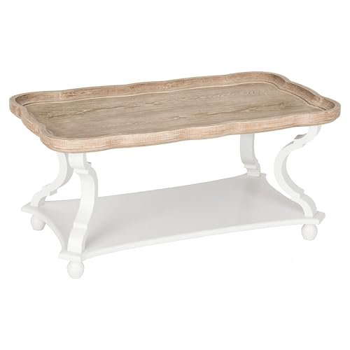 COZAYH Rustic Farmhouse Cottagecore Coffee Table, Natural Tray Top Sofa Table for Family, Dining or Living Room, Small Spaces, Handcrafted Finish, Modern