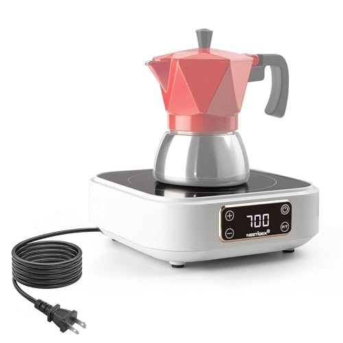 Mini Induction Cooktop 700W, 120V Portable Single Induction Burner – Compact Electric Hot Plate for Small Kitchens, Travel, RV, Camping – Quick Heat for Coffee, Tea, Flameless, Easy-Clean