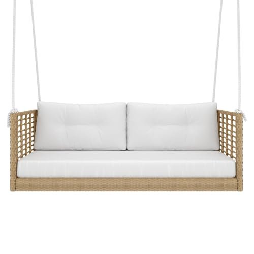 East Green Millie Porch Swing with Cushions – 3 Person Porch Swing, Outdoor Loveseat Swing for Porch or Patio (5 Foot)