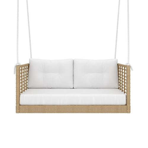 East Green Millie Porch Swing with Cushions – 2 Person Porch Swing, Outdoor Loveseat Swing for Porch or Patio (4 Foot)