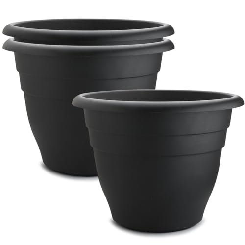 RooTrimmer 3 Pack 20 Inch Large Plant Pots for Outdoor,Heavy Duty Extra Large Deep Garden Planter with Drainage Holes,Sturdy Textured Black Flower Pot for Trees,Shrubs,Patio,Lawn