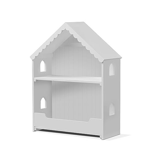 Sorelle Furniture Sweet Home Kids Bookshelf, Wooden Children's Bookcases with Storage, Book and Toy Organizer Shelves Boys and Girls, Dollhouse Bookshelf-Children's Furniture-White