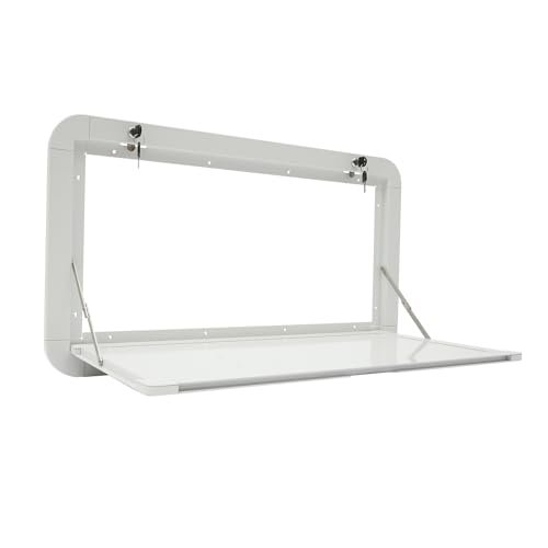 RV Folding Wall Table, 31.5" White Wall Mount Folding Table Caravan RV Flip Fold Down Desk, Floating Desk Shelf for Camper Van Traile, Hanging Dining Table, Computer Workstation for RV Caravan