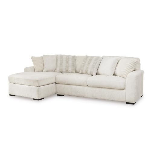 Signature Design by Ashley Chessington Coastal L-Shaped Left-Arm Facing 2-Piece Sectional with Chaise, Reversible Cushions and 6 Accent Pillows, White