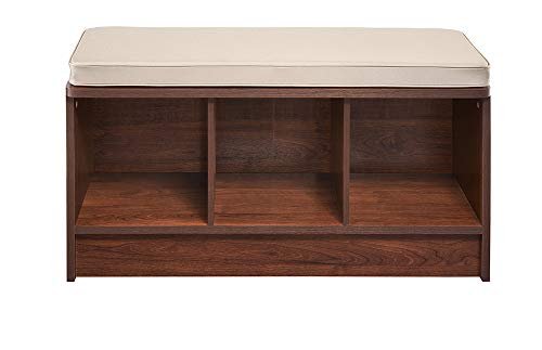 ClosetMaid 1309 3-Cube Storage Bench, Dark Cherry with Tan Cushion