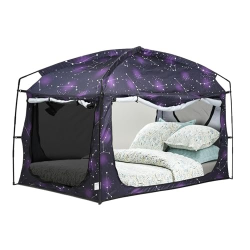 Bed Tent,Portable Bed Canopy,Queen Size Privacy Bed Drapes,90% Blackout for Kids and Adult Sleeping,Indoor Space Tent with Breathable Large Mesh Space(Starry, Queen)