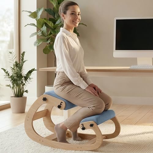 NYPOT Ergonomic Kneeling Chair with Adjustable Seats - Knee Chair for Posture Correction & Kneel Rocking Stool for Desk - Back Pain Relief for Home and Office, Supports 250 pounds - 5 Years Warranty
