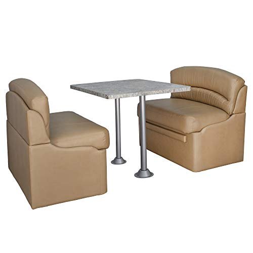 RecPro 38" RV Dinette Booth Set with Table and 2 Surface Mount Legs | Two Dinette Booths (Luna Imperial, Toffee)