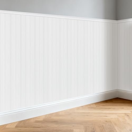 Pre-Cut Wainscoting Panels Kit, WPC Slats Accent Wall Panel for Home Decor Covers 39 x 79 in, Ready to Assemble Decorative Beadboard Panels for Interior Wall Moulding (Style 01)