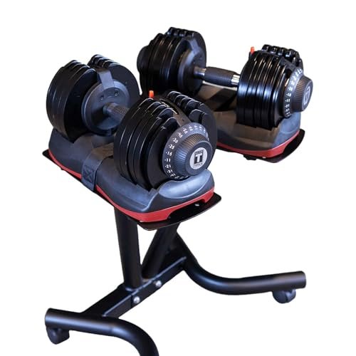 Body-Solid Tools Adjustable Dumbbell Set, 11 lb. to 66 lb. with Stand