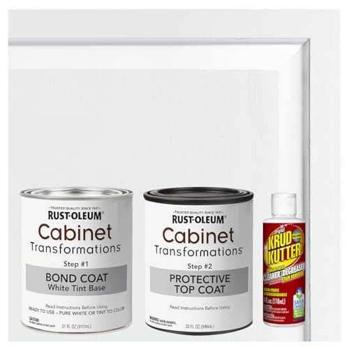 Rust-Oleum 392915 Cabinet Transformations Complete Coating Kit, Quart, Satin Pure White