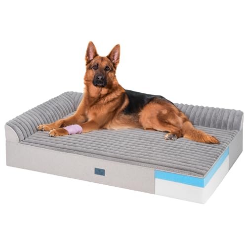 Veehoo Orthopedic Dog Bed for Large Senior Dogs, 7 Inch Thick XXL Memory Foam Dog Bed with L Shaped Bolsters, Orthopedic Pet Couch with Waterproof Liner & Removable Washable Cover, 52"x36"x7"