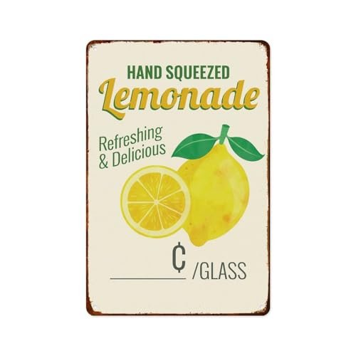 XIAJVS Lemonade Stand Vintage Metal Aluminum Signs Posters Wall Decor for Bedroom Bathroom Kitchen Bar Room Decoration 8x12 Inches