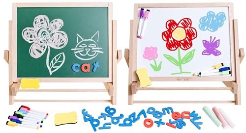 Table Top Easel for Kids - Tabletop Magnetic White Board - Toddler Art Chalkboard
