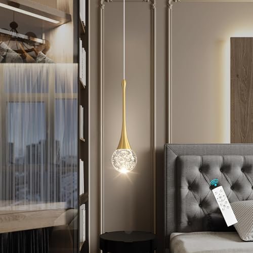 cenozo Modern Pendant Lights for Kitchen Island LED Dimmable Crystal Glam Ceiling Pendant Lighting for Dining Room Hallway Bedroom Corner Lamp Antique Gold