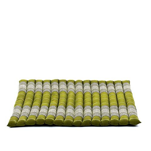 Leewadee Zabuton Seating Cushion – Square Floor Seat for Meditation Exercises, Light Yoga Mat Filled with Kapok, 28 x 28 inches, Green
