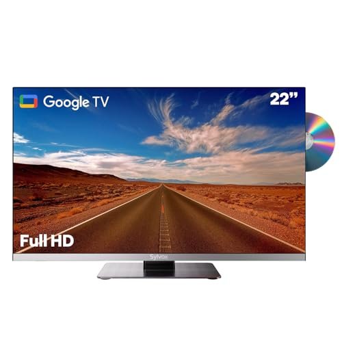 SYLVOX Smart RV TV, 22inch TVs with DVD Player Built-in, 12 Volt for RV Camper 1080P FHD, Google Smart Free Download APPs, Support WiFi Bluetooth, 2 HDMI & 2 USB, AC/DC Powered, Frameless Design