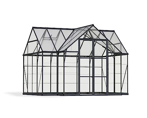 Palram - Canopia 12x10 Garden Solarium Greenhouse, UV Polycarbonate Outdoor Structure, Durable Aluminum Frame, Lockable Door, Roof Vent, Plants and Relaxation, Canopia Chalet (Gray)