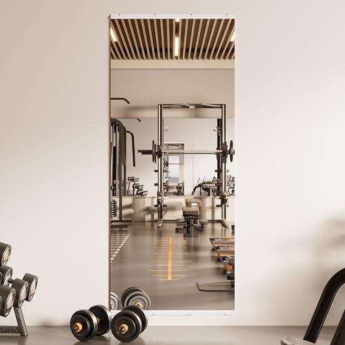 TETOTE Gym Workout Mirrors for Home Gym 72" x 30" - 1PC Large Tempered Glass Exercise Fitness Mirror Wall Mounted, Frameless Full Length Mirror for Garage, Dance Studio, Yoga, Living Room