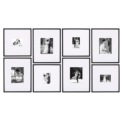 Camden Reed Arcadia Gallery Wall Frame Set, 16x20 and 16x16 Inch Matted Frames, 8 Piece, Natural