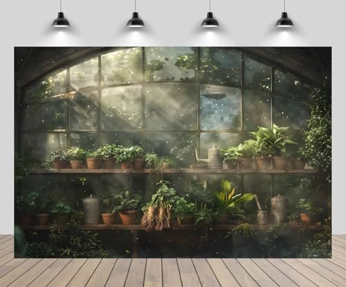 CHNYWORK 7x5ft Magic Greenhouse Backdrop Magical School Wizard Witch Classroom Green Magical Mandrake Plants Background Kids Birthday Halloween Party Decor Portrait Photo Booth Studios Props