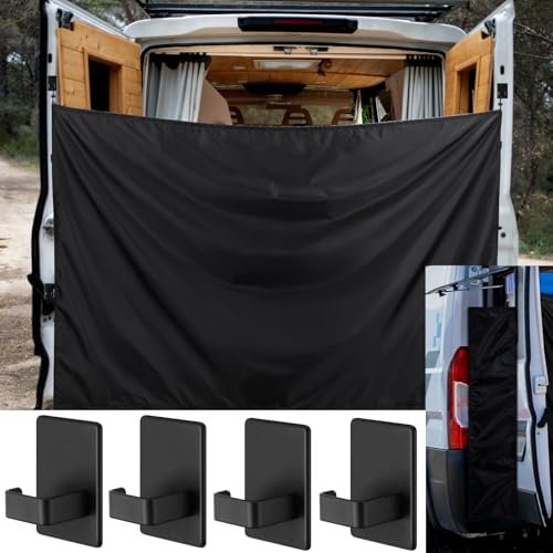 Fanfanwin 7x6 ft Large Camper Van Curtains Van Rear Door Shower Privacy Curtains with 2 Side Privacy Panels and Magnetic Hooks Adjustable Outdoor Shower Double Layer Changing Car Truck Travelling