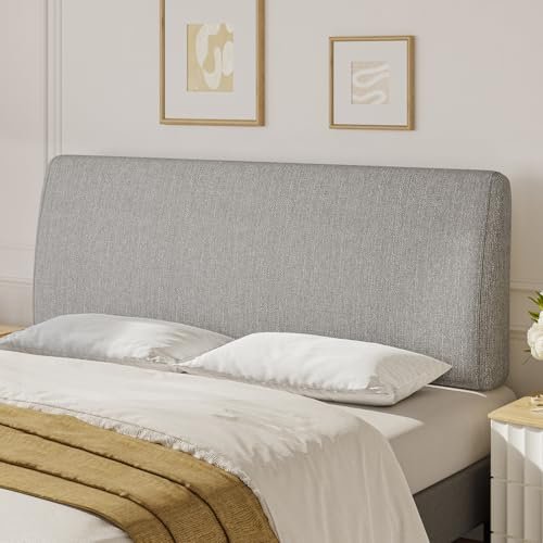 Pinmoco Upholstered Modern Headboard for Queen Size Bed, Height Adjustable and Ergonomic Headboard, Easy Assemble, Sturdy and Durable, Linen Finish, Grey