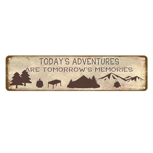 Camper Wall Decor Camping Sign Rv Decorations For Inside Camping Family Sign Adventure Metal Tin Signs Our Happy Place Farmhouse Sign Camper Today'S Are Tomorrow S Memories Signs 4x16 Inch