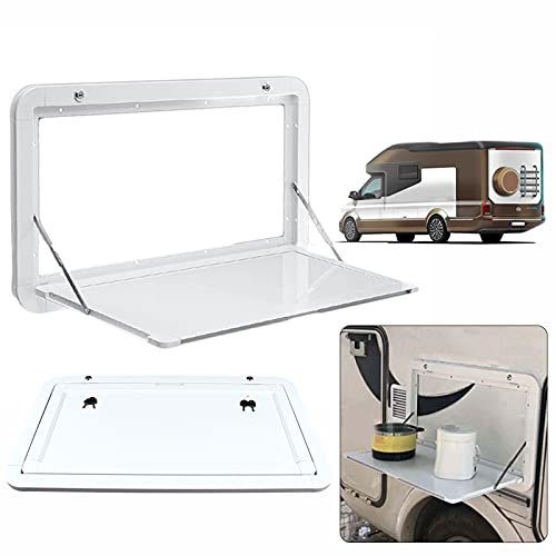 RV Caravan Picnic Folding External Table, Wall Mount Flip Fold Down Desk, Floating Desk Shelf for Camper Van Traile, Wall Mounted Hanging Dining Table Computer Workstation Trestle Drop Leaf Tables