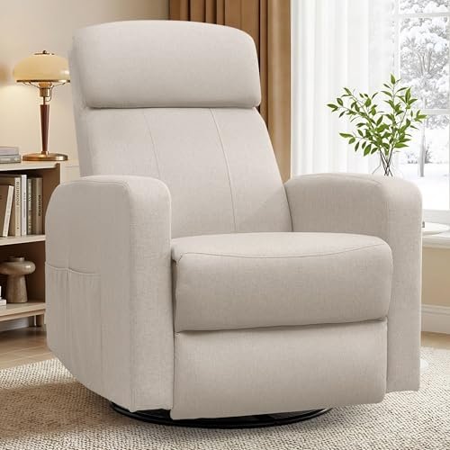 Korser Power Swivel Recliner Chairs for Adults, Electric Glider Rocking Chair Nursery, Glider Recliner Nursery Chair with Classified Side Pocket, Nursery Rocking Chairs with USB and Type-C Ports