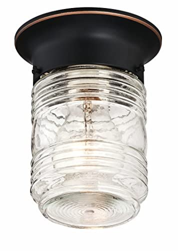 Design House Jelly Jar Ceiling Light, Indoor/Outdoor, Flush Mount, Dimmable, Uses (1) 60W Bulb, Oil Rubbed Bronze, 4.8 in Diameter x 5.9 in H, 587238