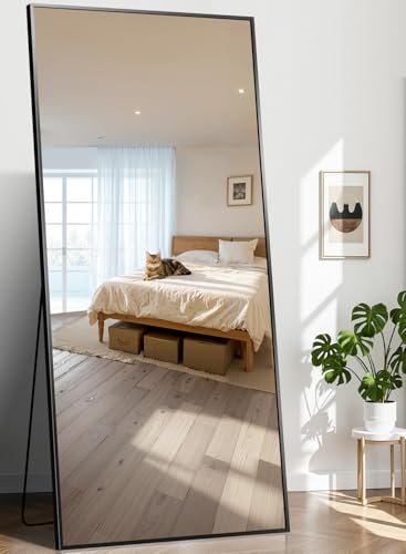 InfiniGlass 78"x35" Floor Mirror Full Length - Standing Mirror with Aluminum Alloy Frame, Large Body Mirror for Bedroom, Living Room, Wall Mounted or Leaning