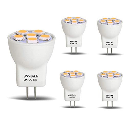 JSVSAL MR8 LED Light Bulbs 2.5W 12V GU4 Bi-pin LED Bulbs Warm White 3000K for RV Boat Camper Yacht Train Motor Home Interior Tiny House Ship Van Truck Sprinter Lighting Tree Lights, 4-Pack
