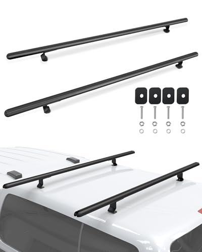 Mountainpeak 500LB Capacity Pickup Truck Topper Ladder Rack Camper Shell Roof Rack for Van Trailer Truck Cap Rack - 60" Crossbar Aluminum Black