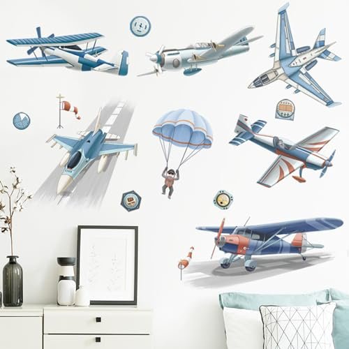 Airplane Wall Decals Airplanes for Kids Airplane Art Space Decor for Boys Room Airplane Wallpaper - Plane Baby Nursery Wall Décor